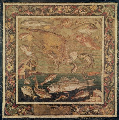 Fische, Mollusken und Krustentiere (Mosaik) von Roman